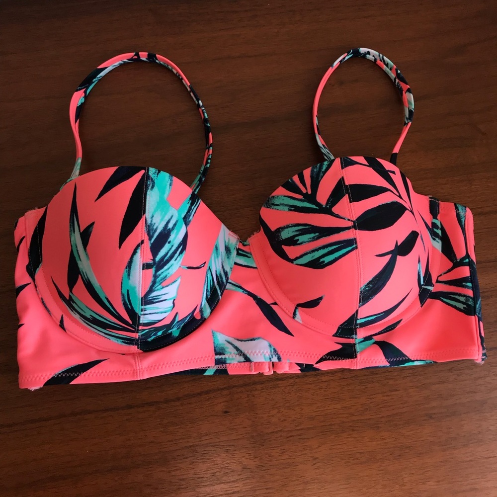OLD NAVY Longline Neon Print Bikini Top